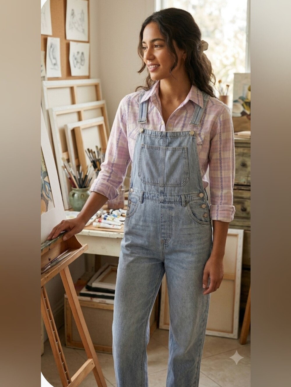 POL Light Blue Denim Women's Relaxed Overalls